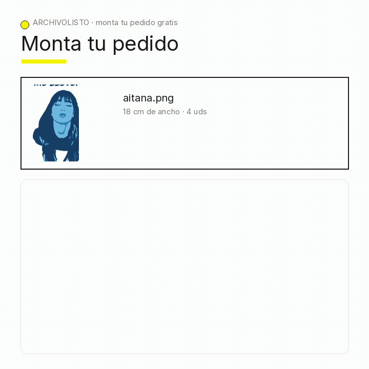 El montador analiza un diseño con IA (tamaño, fondo, líneas, color, vectorizado) y lo monta en el rollo DTF de 60 cm, listo para imprimir.